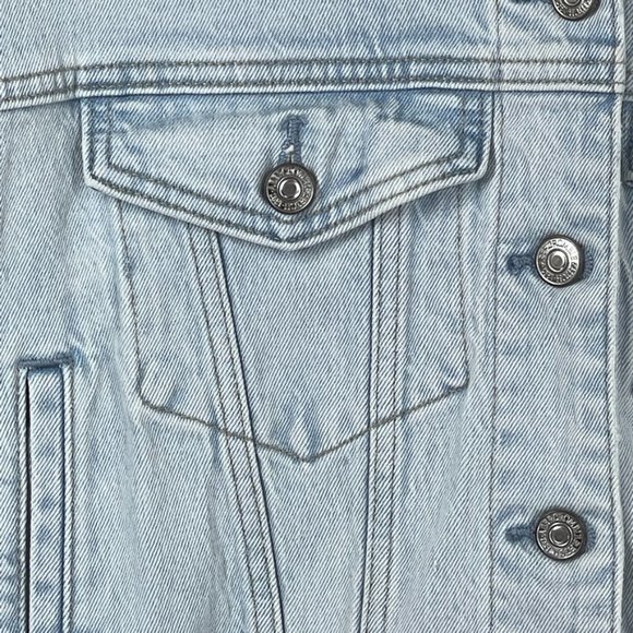 Abercrombie & Fitch Soft Blue Denim Jean Jacket Moto Elastic Waist - Picture 10 of 16